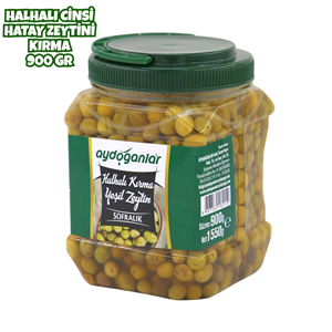 Halhalı Yeşil Kırma Zeytin Minik 900 Gr (Yeni Sezon Acı)