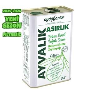 Asırlık Ayvalık Erken Hasat Filtresiz Soğuk Sıkım Zeytinyağı 3 L. (Premium Seri)