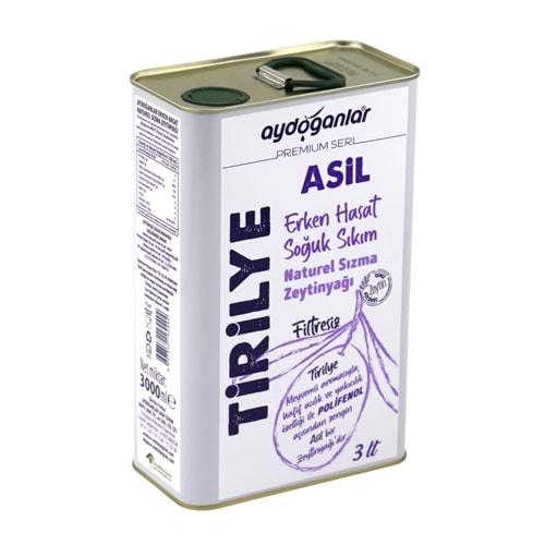 Asil Tirilye Erken Hasat Filtresiz Soğuk Sıkım Zeytinyağı 3 L. (Premium Seri)
