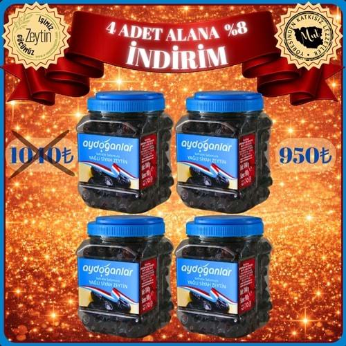 4 ADET SİYAH YAĞLI SALAMURA ZEYTİN (M) 900 GR