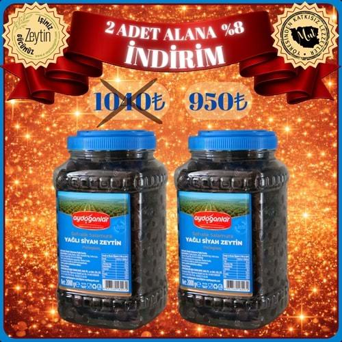 2 ADET SİYAH YAĞLI SALAMURA ZEYTİN (M) 2 KG