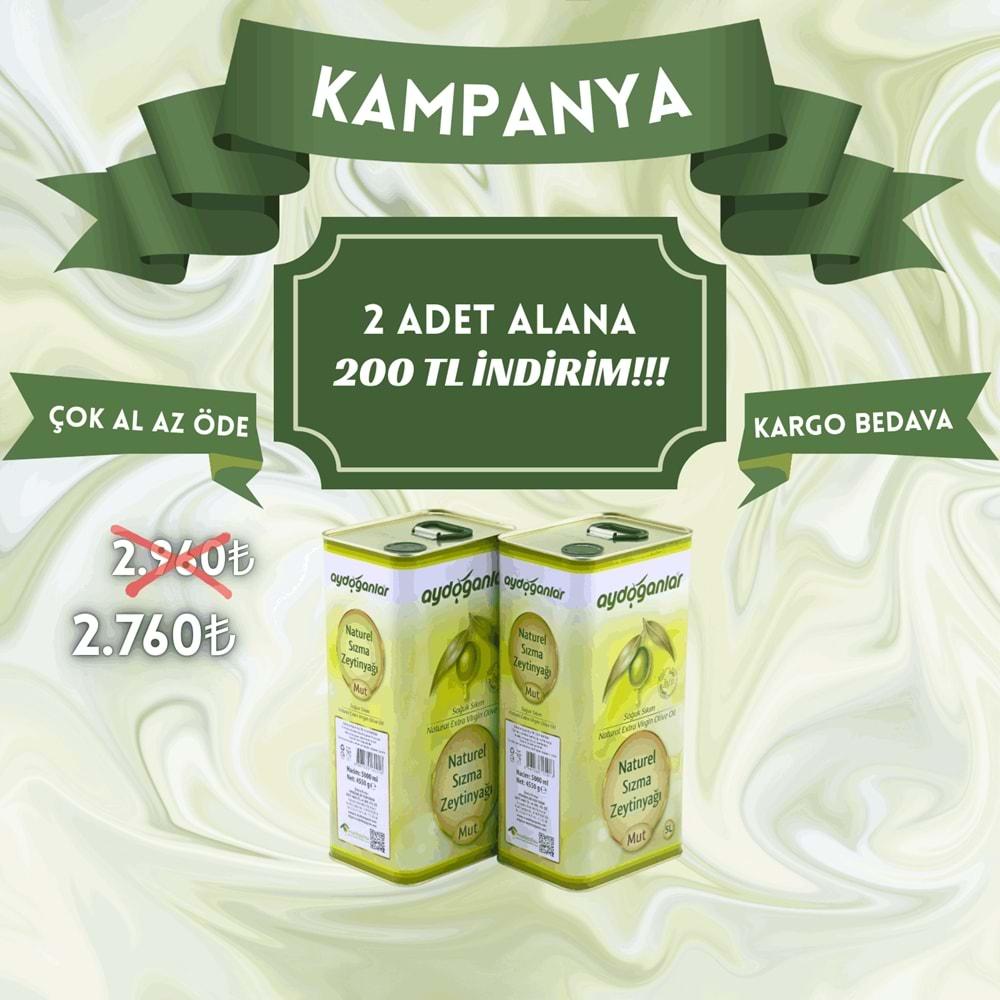 2 ADET 5 LİTRE NATUREL SIZMA SOĞUK SIKIM ZEYTİNYAĞI